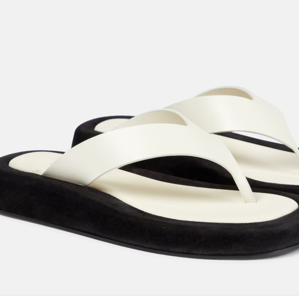 The Row white leather and black trip thong sandal size 7
